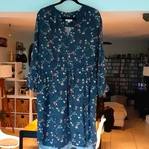 Loft outlet dress XL 16 grey gray 3/4 sleeve elastic waistband pockets